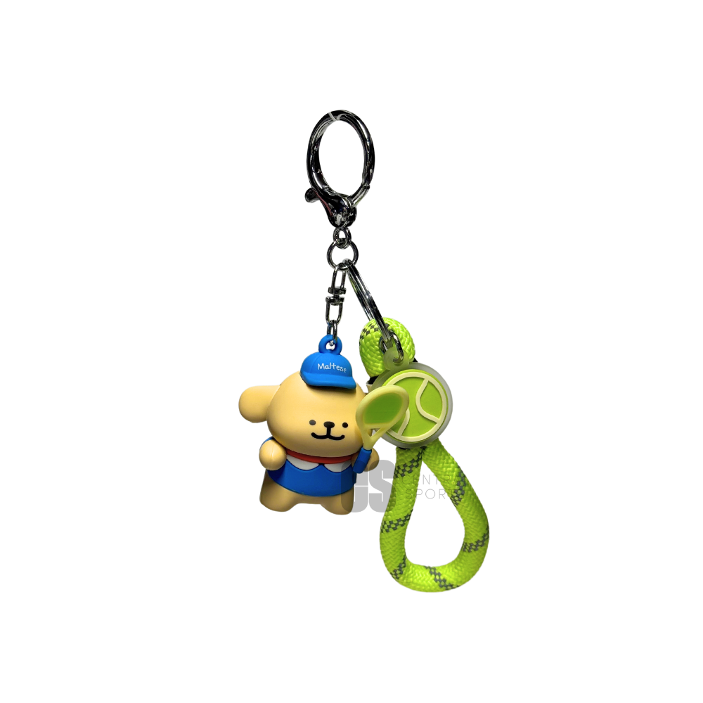 Silicone Yellow Puppy Tennis Keyring