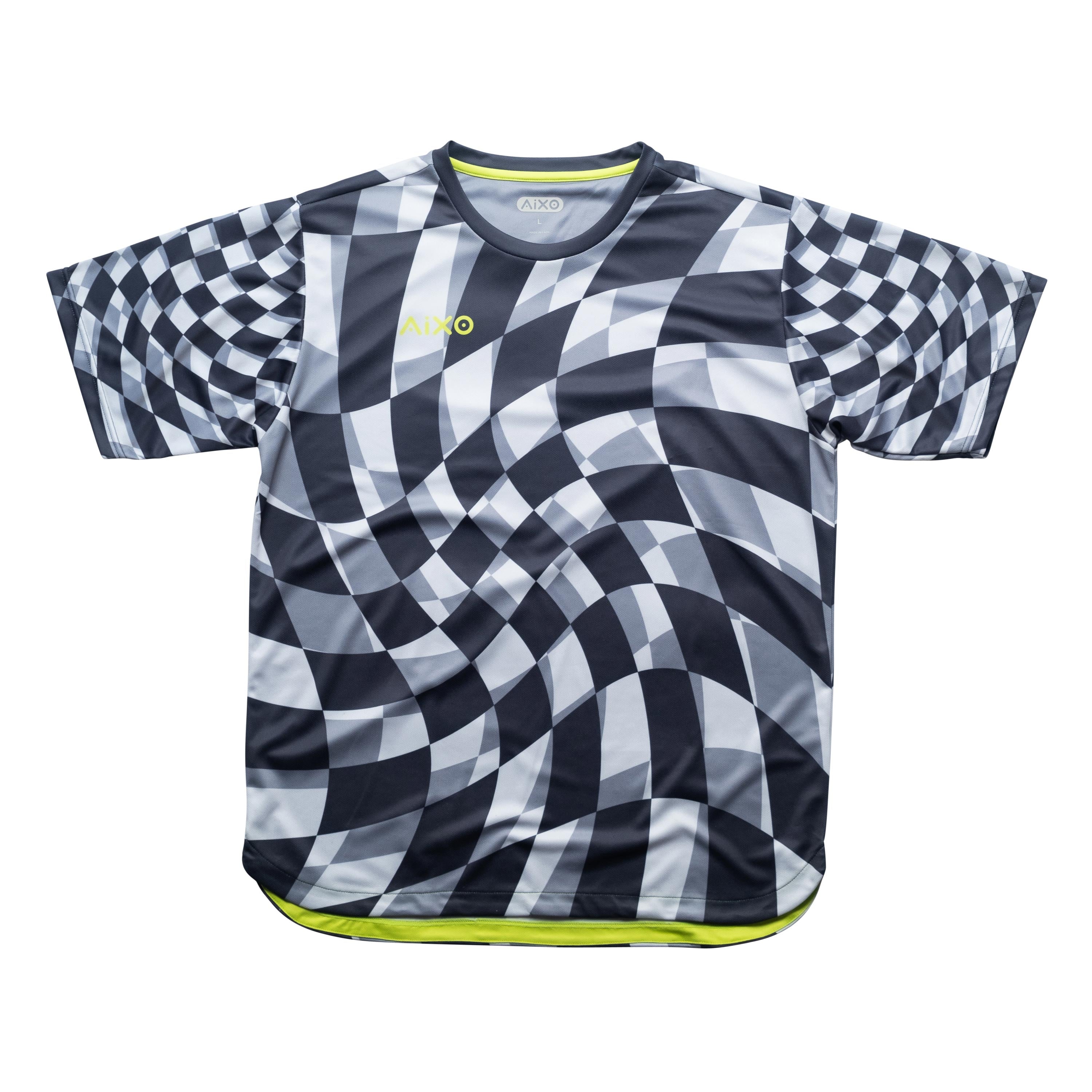 Aixo Checker Mens T Shirt Grey Check