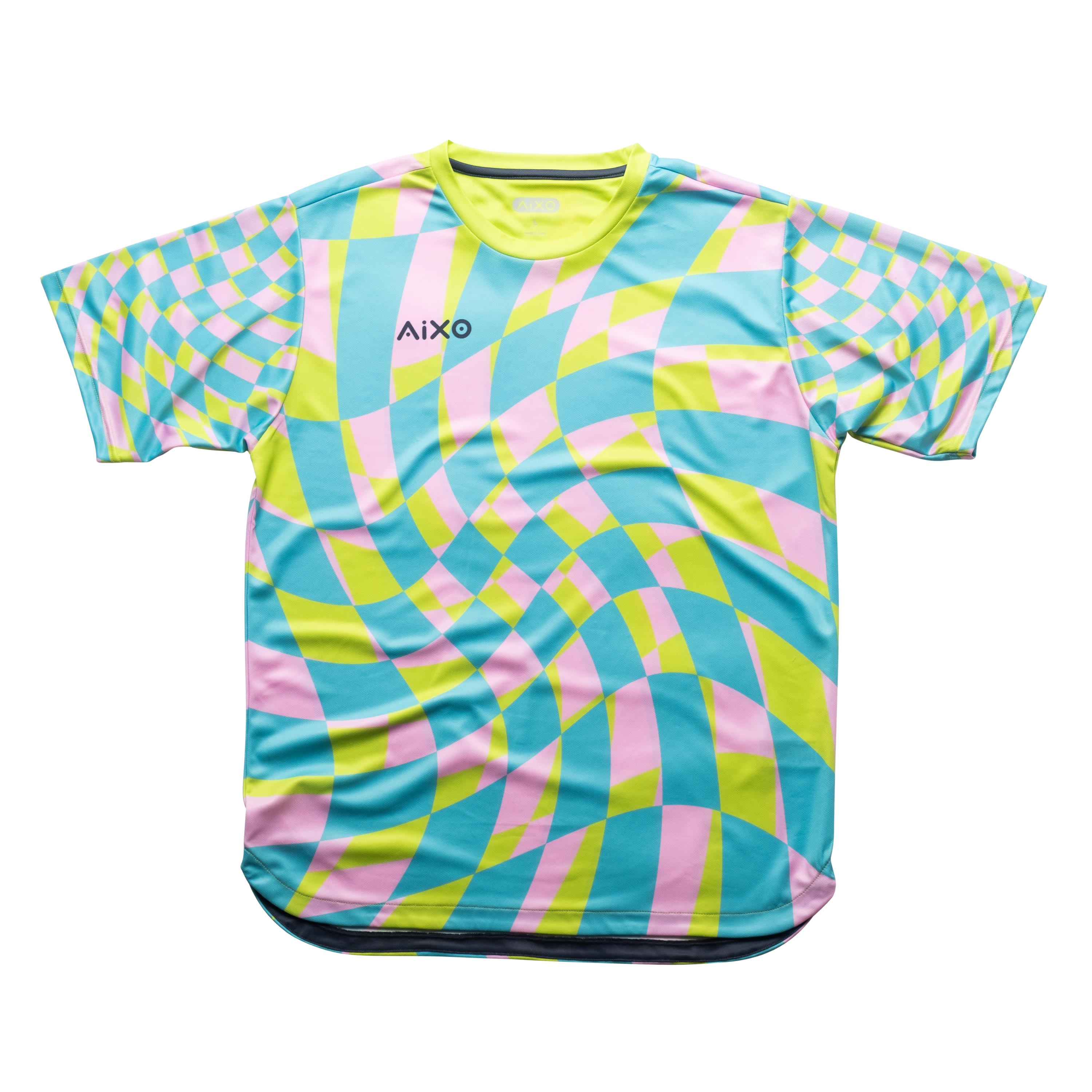 Aixo Checker Mens T Shirt Lime Check