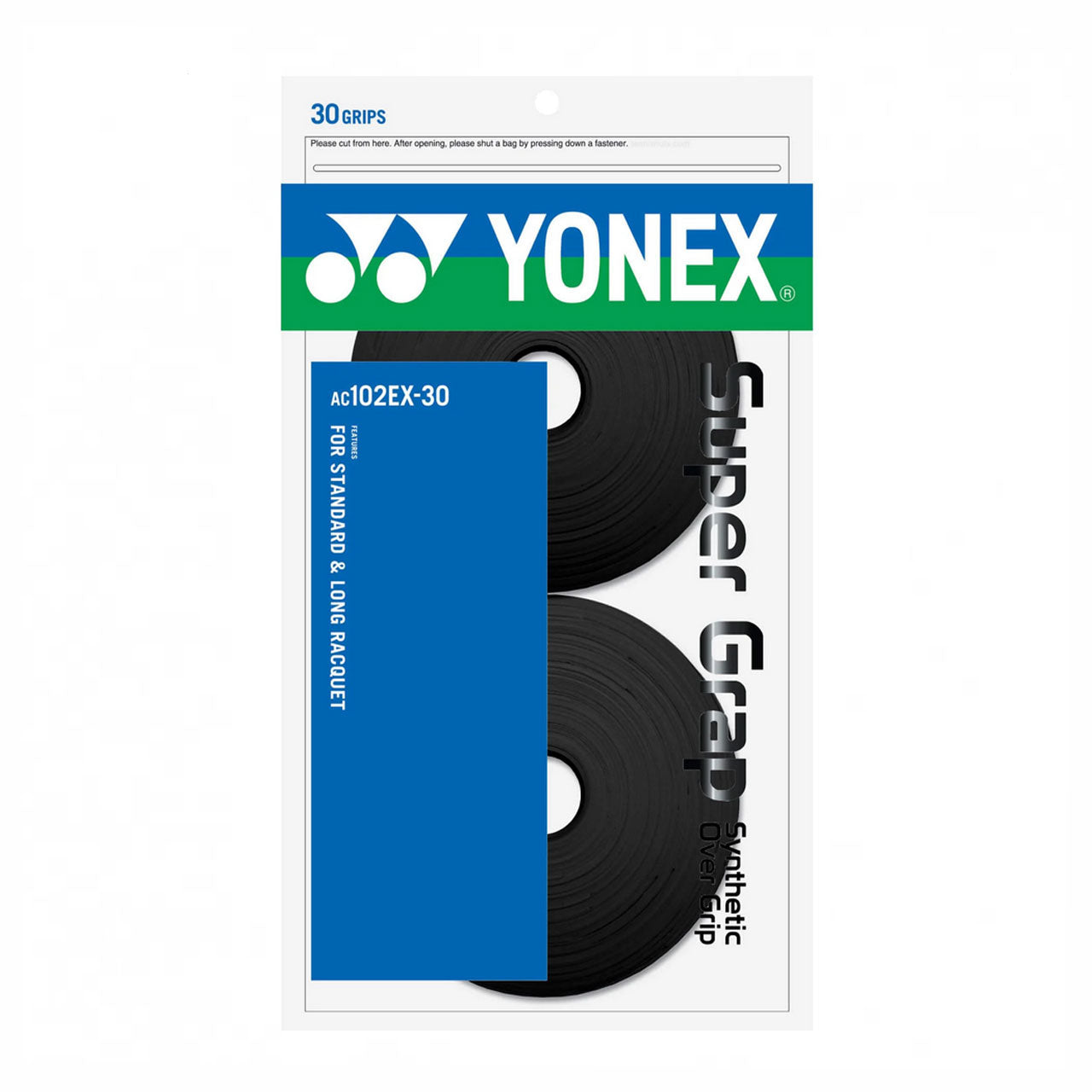 Yonex AC102EX-30 Wet Super Grap (30 Pieces) Black