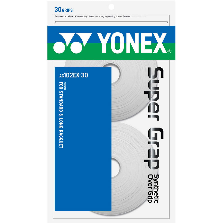 Yonex AC102EX-30 Wet Super Grap (30 Pieces) White