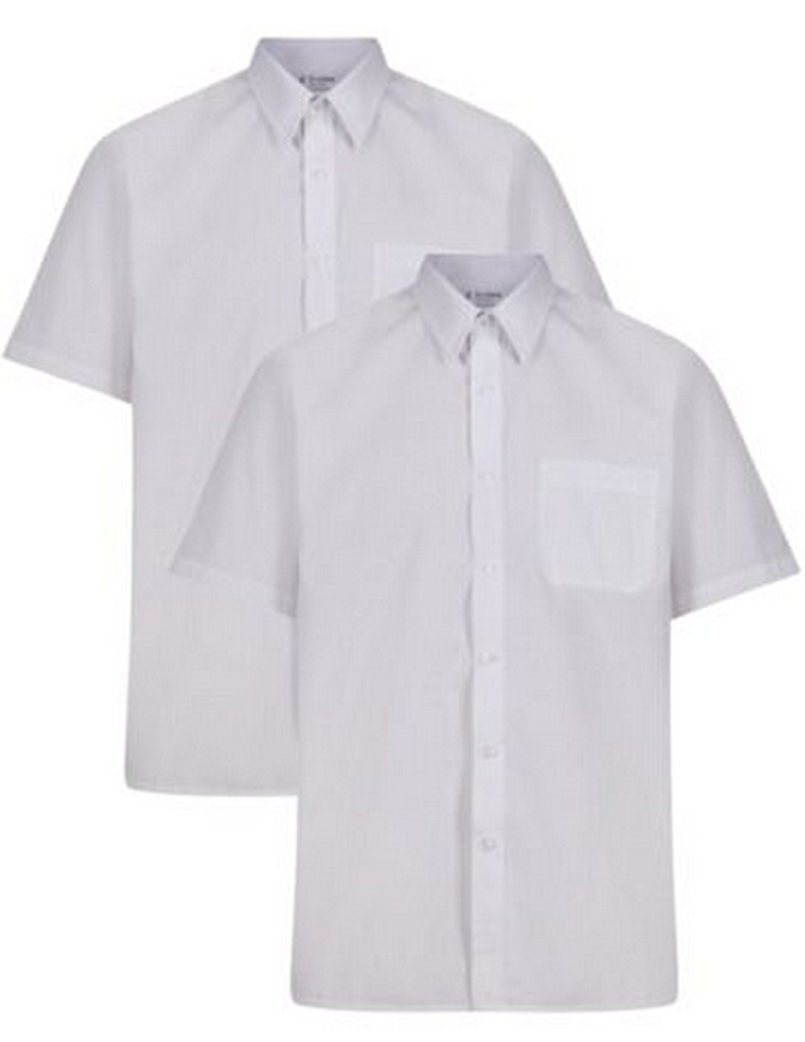 Trutex Boys' 2 Pack Short Sleeve Non-Iron School Shirts