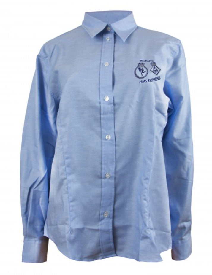 URNU Wales Long Sleeve Womens Light Blue Oxford Shirt
