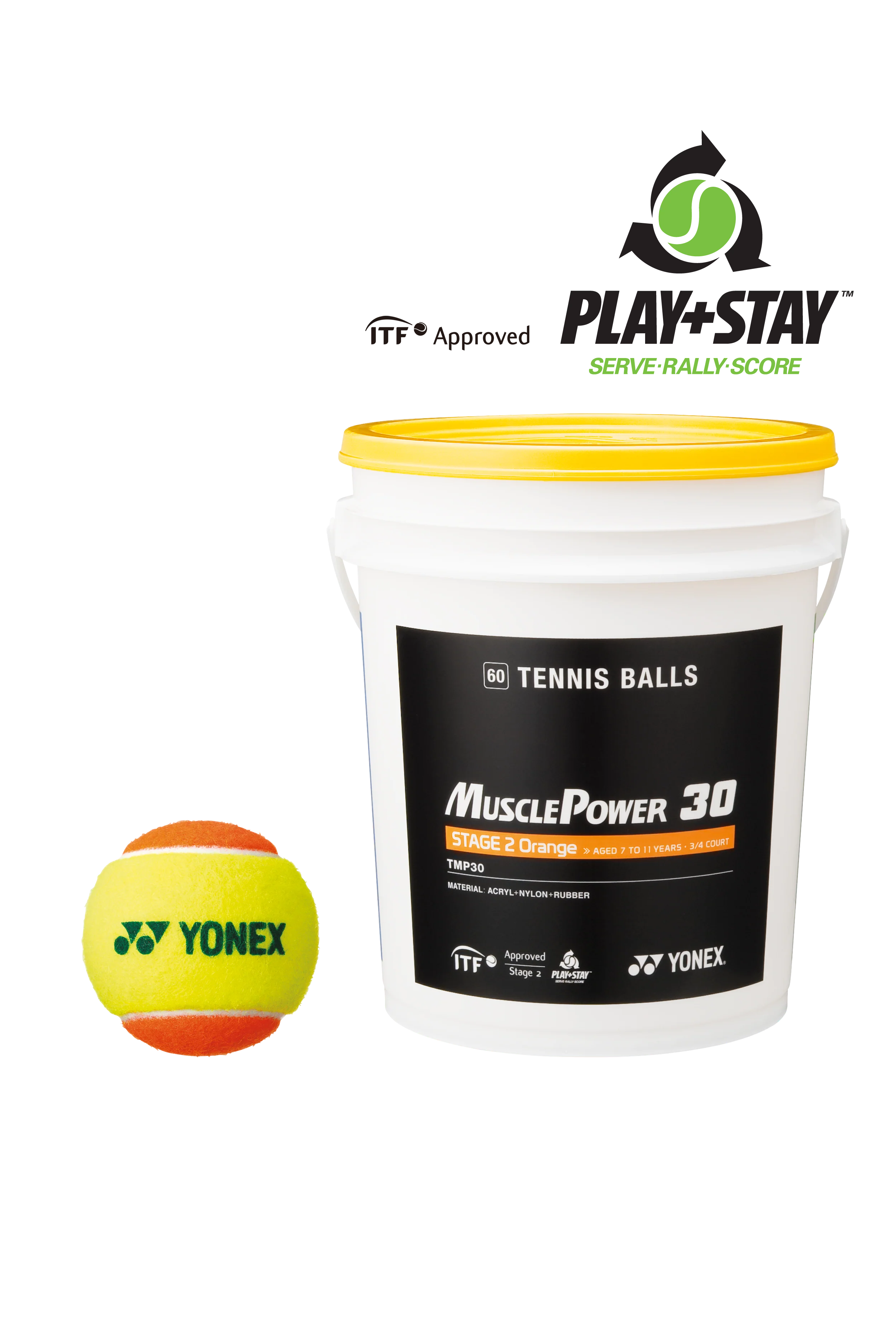 Yonex Junior Stage 2 Orange Tennis Ball 60 Tub TMP-30