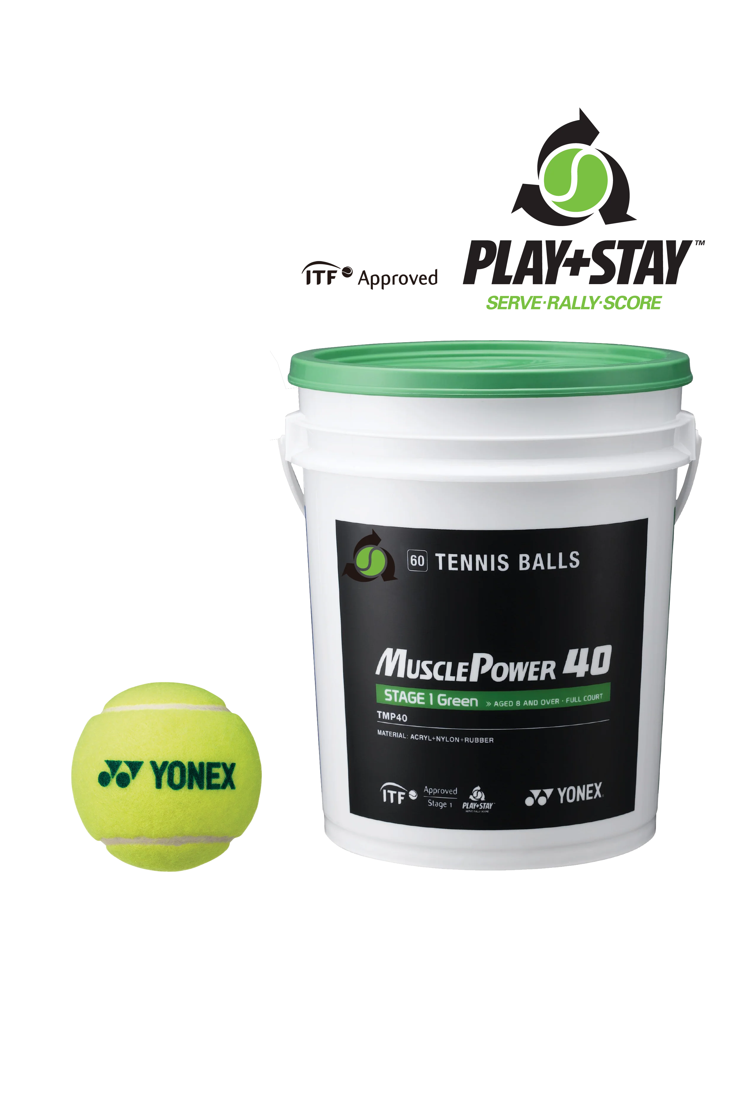Yonex Junior Stage 1 Green Tennis Ball 60 Tub TMP-40