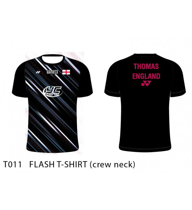 Warwick Yonex T011WC Flash T Shirt Crew Neck Womens Black/Sky/Red/White