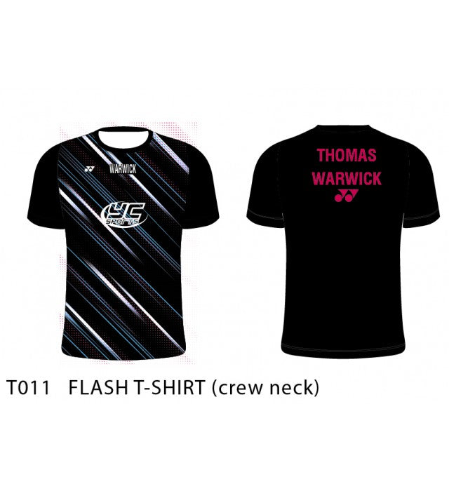 Warwick Yonex T011MC Flash T Shirt Crew Neck Mens Black/Sky/Red/White